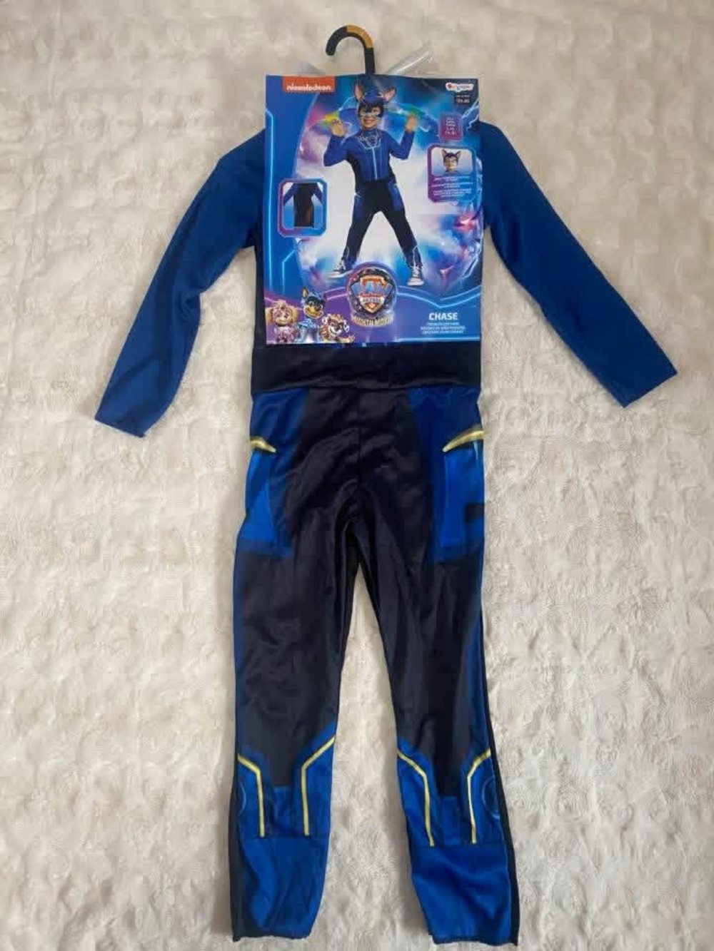 Paw Patrol Chase Superhero Costume in Blue with Yellow Accents